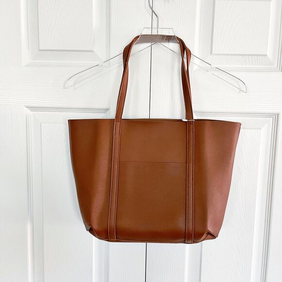 Henny and Lev Vegan Leather Danielle Tote Bag in Cognac - Picture 3 of 10